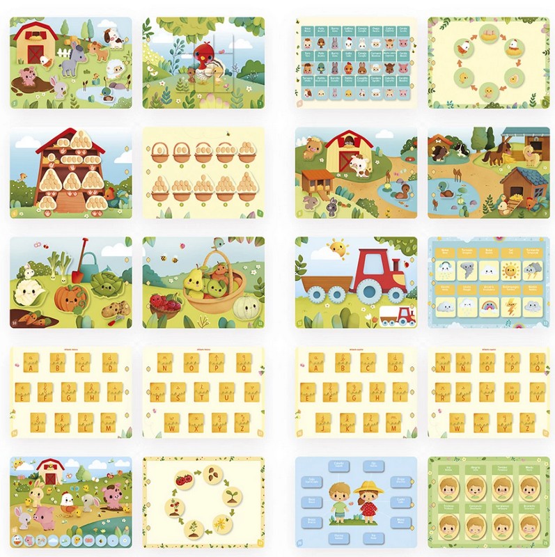 Libro interattivo multiattività a tema fattoria per bambini dai 3 anni